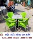 Bàn ghế caffe nhựa đúc xanh lá bền đẹp HGH599 - Ảnh 1