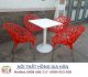 Mẫu bàn ghế caffe nhựa đúc màu đỏ HGH616 - Ảnh 1