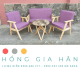 Bộ ghế gỗ bọc nệm màu tím HGH GG06 - Ảnh 1