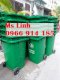 Thùng rác công cộng 120l nhựa HDPE 2 bánh xe zin 100% MK003 - Ảnh 1