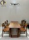 Bộ bàn ăn gỗ xoan đào 6 ghế mặt bàn chữ nhật chân quỳ - Ảnh 1