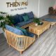 Bộ sofa phòng khách Dedar KBH gỗ tần bì màu tự nhiên bọc nỉ kèm bàn trà cánh lùa - Ảnh 1