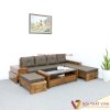 Bộ Sofa Gỗ Sồi Tự Nhiên Màu Óc Chó Có Nệm Hiện Đại Đẹp