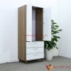 Tủ Mini Đựng Quần Áo Gỗ Mdf Có Chân Màu Óc Chó Phối Trắng