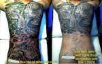 Xăm Nghệ Thuật Tattoo Bít Lưng Cánh Tay Hết Vai Ngực, Rồng Cá Chép Hóa Long Mặt Quỷ Hoa Văn Chúa Phật Thánh Giá Thiên Thần Ác Quỷ
