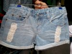 Quần Short Jeans Nữ Cạp Xắn Rách Giá Rẻ