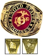 Nhẫn Nam Marines Ring - 18K Heavy Gold Electroplated Ring With Stone - Usmc Veteran Ring