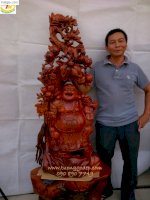 Tượng Gỗ Phật Di Lặc Đứng Gốc Đào (Pl243)