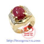 Nhẫn Nam Ruby,Nhẫn Vàng Tây 18K,Nhẫn Ruby Sao, Đẹp