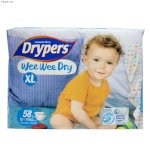 Tã/Bỉm Drypers Size Xl, 58 Miếng, Dành Cho Bé 12-17Kg (Wee Wee Dry)