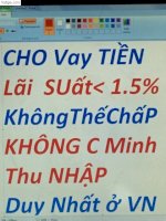 Cho Vay Tiền ( Ls Thấp 0.6 %) Ko Cm Thu Nhập + Ko Thế Chấp Duy Nhất Ở Vn