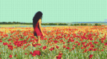 Tranh Thêu Chữ Thập Cô Gái Áo Đỏ Trên Cánh Đồng Hoa Poppy