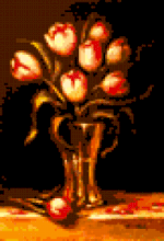 Tranh Thêu Chữ Thập Hoa Tulip Trong Chiếc Bình Vàng