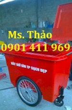 Xe Thu Gom Rác, Xe Đẩy Rác, Xe Rác 660 Lít, Xe Thu Gom Rác 3 Bánh Xe, Xe Rác Tôn