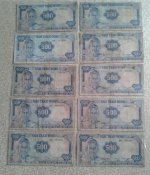 Bán 10 Tờ Tiền Xưa 500 Đồng 1966. Trần Hưng Đạo. Thời Mỹ. 