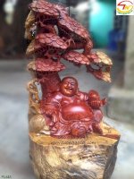 Tượng Phật Di Lặc Ngồi Cây Tùng Gỗ Cẩm - Pl645