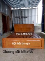 Giường Sắt Hộp Kiểu Gỗ Mới Nhất 2017 Khổ 1M6X2M .Hcm