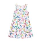 Đầm Thun Bé Gái H&M Patterned Jersey White Butterflies Dress - Đg 15