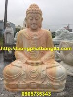 Tượng Phật Thích Ca Đá Cẩm Thạch Vàng Nguyên Khối