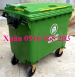 Xe Thu Gom Rác 660L 4 Bánh Xanh Lá Nhựa Hdpe, Thùng Rác 660L 4 Bánh Nhựa Hdpe Xanh Lá