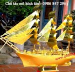 Tượng Thuyền Bằng Đồng Mạ Vàng 24K