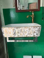 Chậu Rửa Lavabo Đặt Bàn Đá Nhũ Vàng Giá Rẻ Hồng Phúc Ở Tphcm