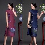Set Áo Dài Cách Tân Hoa Sen Kèm Chân Váy