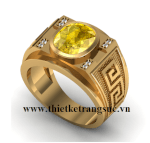 Nhẫn Nam Sang Trọng Đá Sapphire Vàng