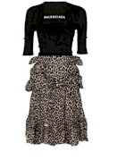 Áo Và Váy Xèo Balenciaga Women's 517949Tal399364 Beige/Black Polyester Dress
