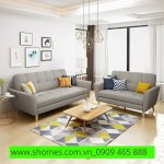 Bộ Sofa Phòng Khách Màu Be Chất Liệu Gỗ Và Khung Kim Loại
