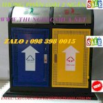 Thùng Rác Gỗ 2 Ngăn Phân Loại Rác