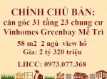 Bán Căn 2331 Chung Cư Vinhomes Greenbay Mễ Trì, 58 M2 Giá 2.32 Tỷ