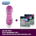 Gel Bôi Trơn Durex Play Massage 200Ml + Tặng 2 Bao Cao Su Durex Performa 3 Cái