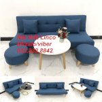 Bộ Bàn Ghế Sofa Bed, Sofa Giường Sfg11 Xanh Dương Xanh Da Trời Vải Bố Nội Thất Linco Hcm Tphcm Sài Gòn Giá Rẻ