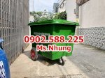 Thùng 660 Lít 3 Bánh Đúc Đặc, Nhựa Composite Màu Xanh Lá