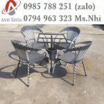 Bộ Bàn Ghế Cafe Mây Nhựa Mắt Cáo Ak-425