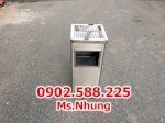 Thùng Rác Inox Gạt Tàn Vuông