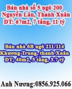 Bán Nhà Số 5 Ngõ 200 Nguyễn Lân Và Số 66 Ngõ 211/114 Khương Trung