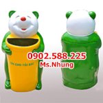 Thùng Đựng Rác Thải Hình Gấu Trúc Nhựa Composite, Màu Vàng, Xanh Lá