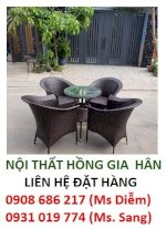 Bàn Ghế Cafe Mây Nhựa Đan Lưng Kín Hgh301