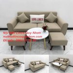 Bộ Bàn Ghế Salong Sofa Băng Trắng Kem Vải Bố Giá Rẻ Đẹp Nội Thất Linco Quy Nhơn Bình Định