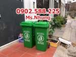 Thung Rác 120 Lít Nhựa Hdpe, Thùng Có 2 Bánh Xe Đẩy Sau