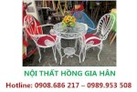 Bộ Bàn Ghế Cafe Hoa Văn Hgh89 Cho Sân Vườn Biệt Thự