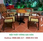 Bàn Ghế Gỗ Cafe Lưng Cong Tay Vịn Sang Trọng Hgh830