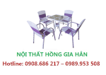 Bộ Bàn Ghế Cafe Mây Nhựa Thanh Lịch Hgh22