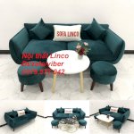 Bộ Bàn Ghế Sofa Băng Xanh Cổ Vịt Lá Cây Vải Nhung Giá Rẻ Đẹp Nội Thất Linco Nha Trang, Khánh Hòa