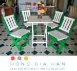 Bàn Ghế Gỗ Xếp Gọn Nhiều Màu Tiện Dụng Hồng Gia Hân