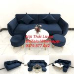 Bộ Ghế Sofa Băng Màu Xanh Dương Đen Đậm Vải Nhung Giá Rẻ Đẹp Nội Thất Linco Phan Thiết Bình Thuận