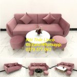 Bộ Ghế Sofa Băng Màu Hồng Hường Vải Nhung Đẹp Nhỏ Gọn Nội Thất Linco Mỹ Tho Tiền Giang