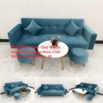 Bộ Ghế Sofa Bed Giường Đa Năng Xanh Nước Biển Vải Nhung Rẻ Đẹp Ở Tại Linco Quy Nhơn